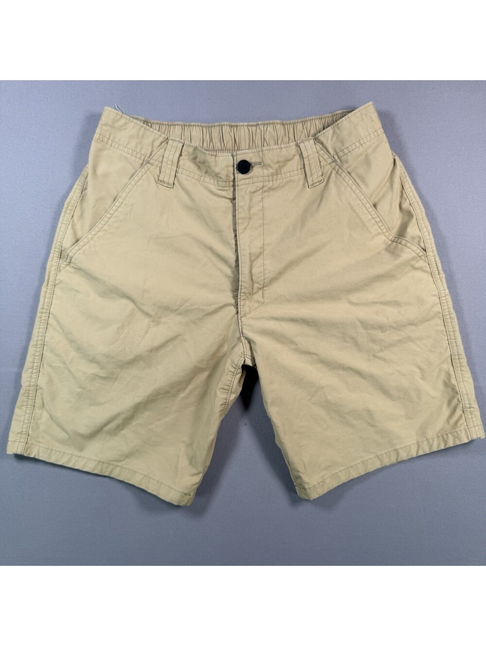 Wrangler Elastic Waist Chino Shorts Khaki Cotton Twill Mens Tagged 32 Fits 28x8